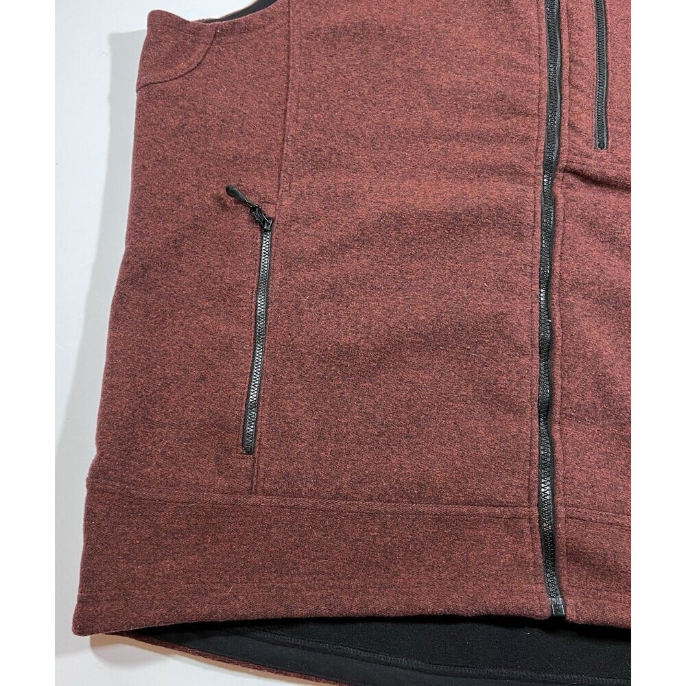 LL Bean Wool Blend Burgundy Full Zip Soft Shell Fleece Vest Men's XXL Tall - Picture 2 of 9